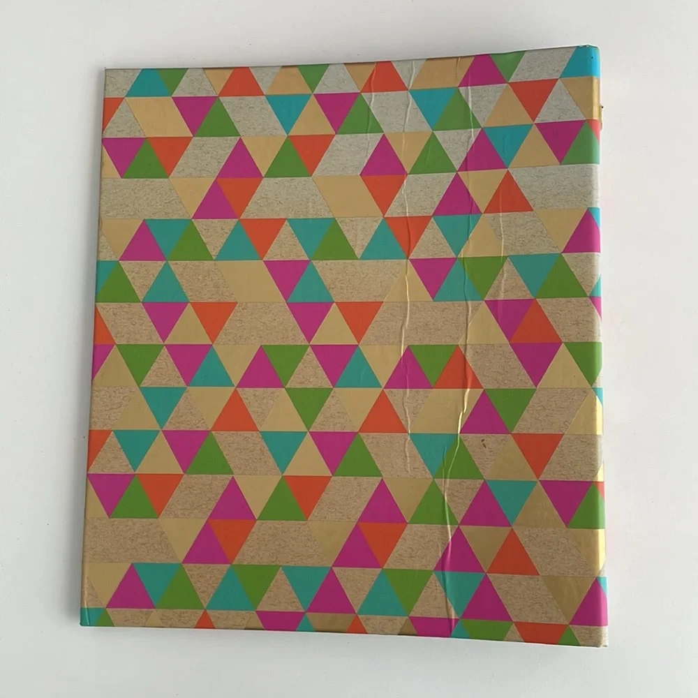 [ Greenroom 100% Recycled Binder - 2” w/ 1” Ring - Neon Geometric Triangle ]